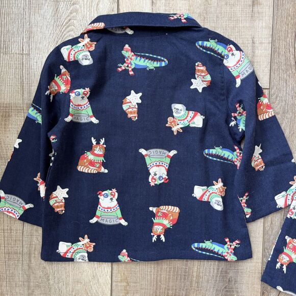 Old Navy Baby Toddler Christmas Pajamas 12-18 Months Holiday Pants Shirt Set NWT - Picture 11 of 13